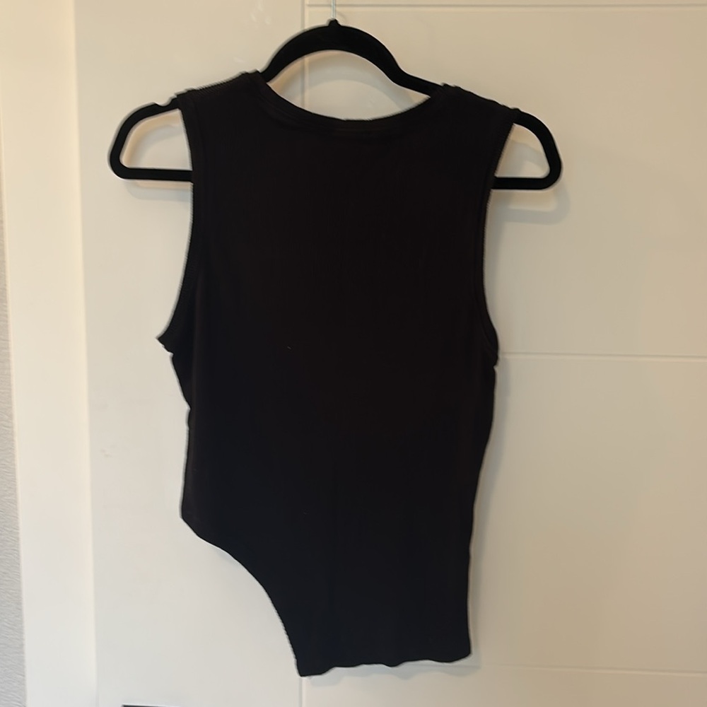 Topshop Asymmetrical Black Ribbed Sleeveless Top